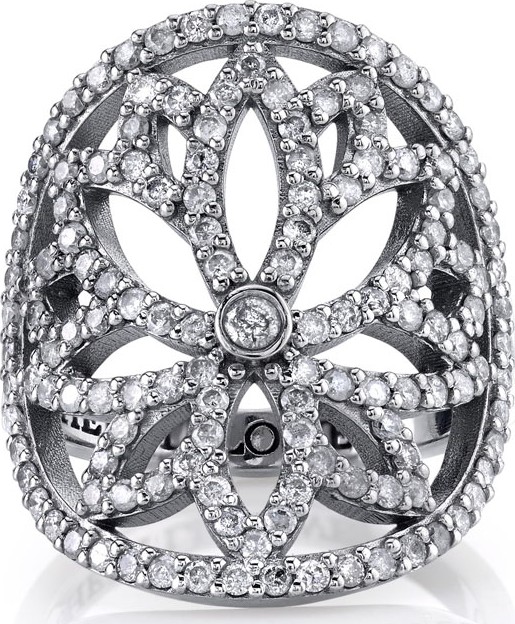 Sheryl Lowe Diamond Lotus Cutout Ring, Size 7