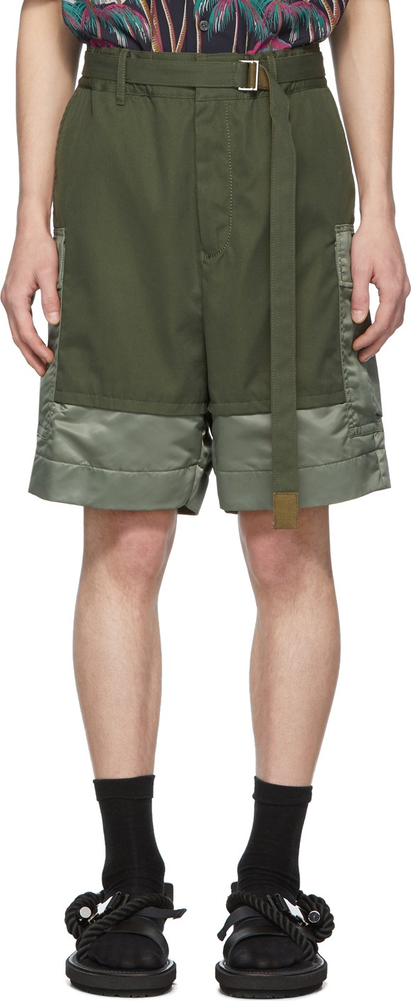 Sacai Khaki Combo Shorts Sacai Khaki Combo Shorts