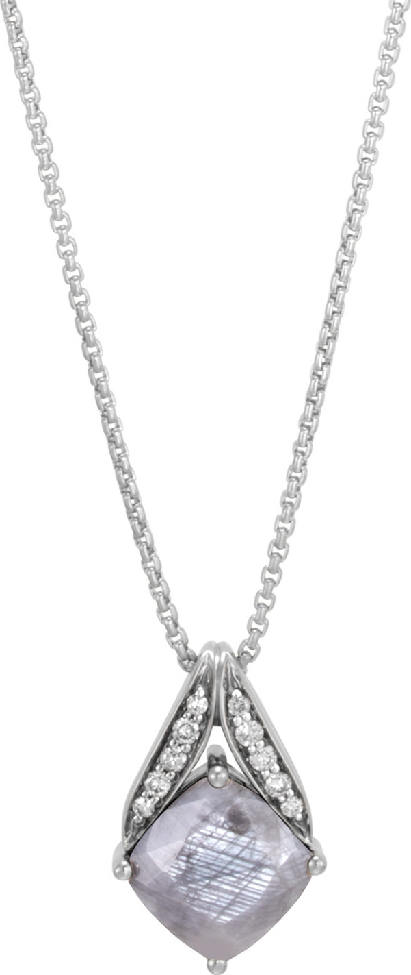 John Hardy Modern Chain Silver Pave Magic Cut Pendant Necklace in  Silver Sheen Sapphire