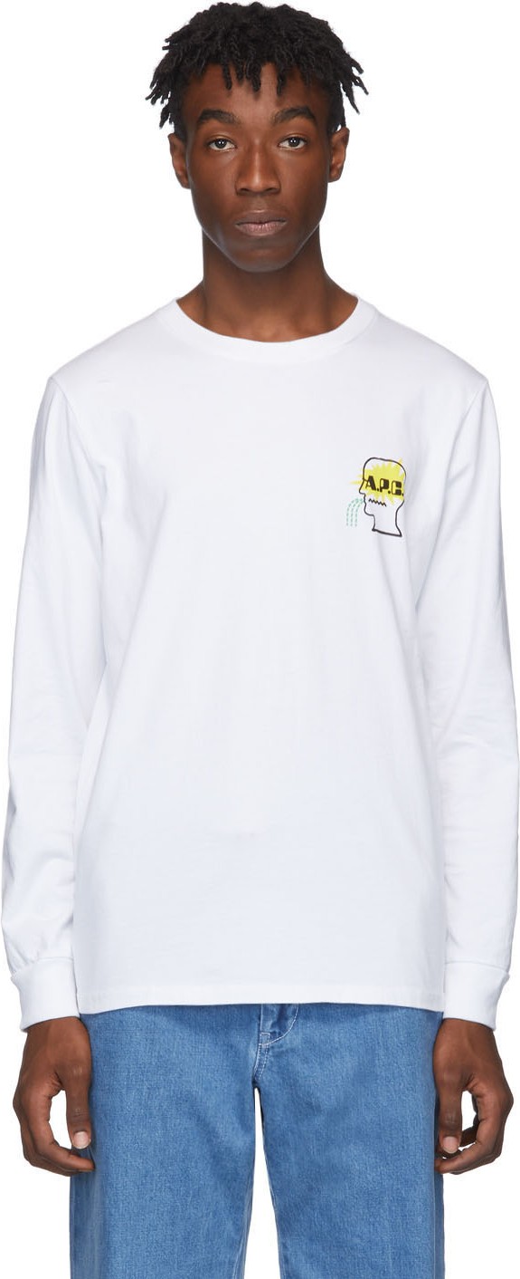 A.P.C. White Brain Dead Edition Molly Long Sleeve T-Shirt A.P.C. White Brain Dead Edition Molly Long Sleeve T-Shirt