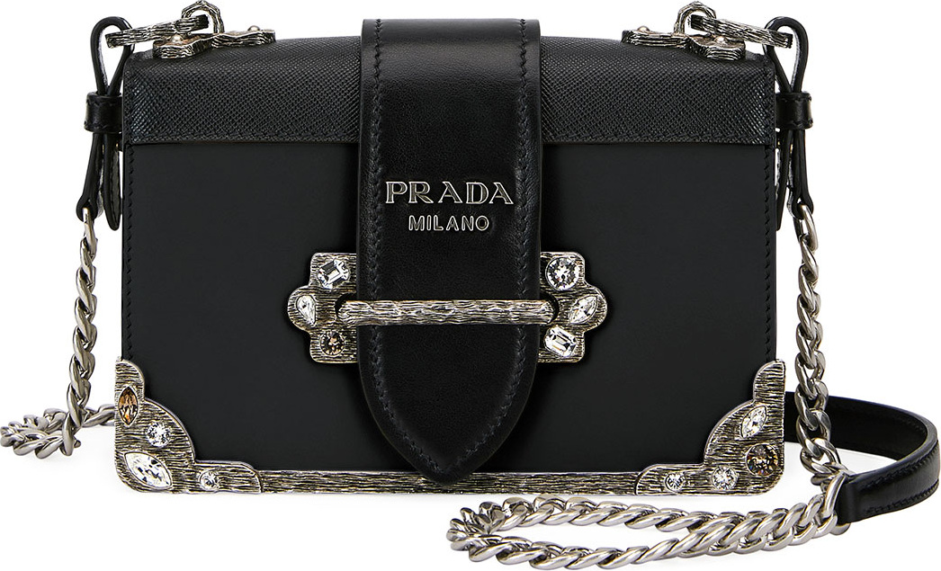 Prada Embroidered Small Cahier Crossbody Bag