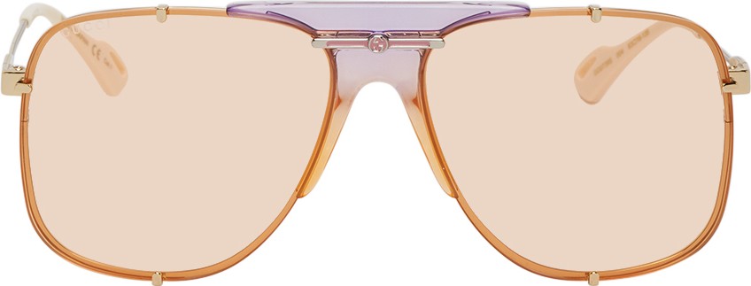 Gucci Gold & Orange Bold Bridge Sunglasses
