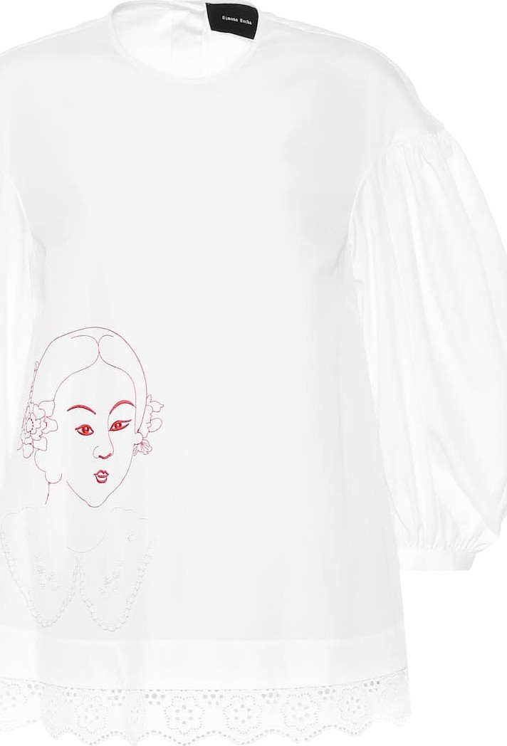 Simone Rocha Embroidered cotton blouse
