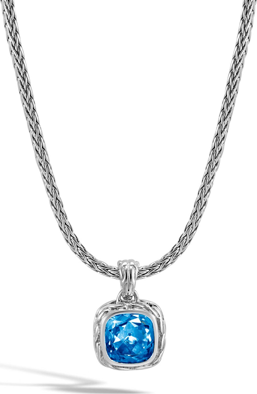 John Hardy Classic Chain Magic-Cut Pendant Necklace with London Blue Topaz