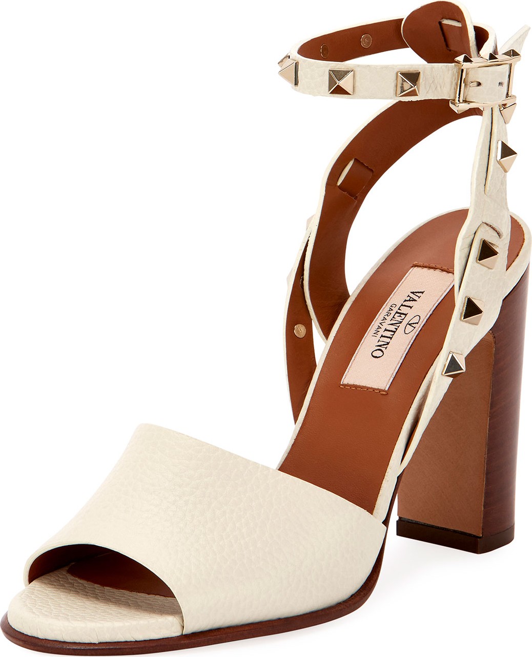 Valentino 100mm Rockstud Ankle-Wrap Sandals