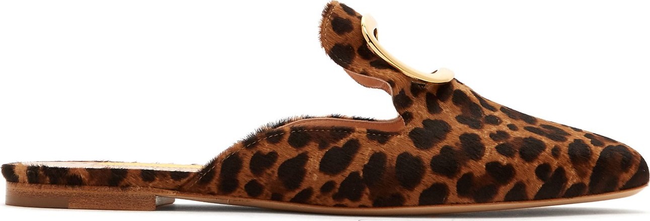 Rupert Sanderson Silverling backless leopard-print loafers