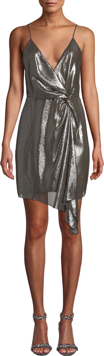 CAMI NYC Tori Metallic Twist-Front Cocktail Dress