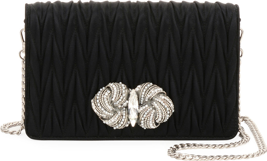 Miu Miu Matelassé Raso Satin Flap Crossbody Bag