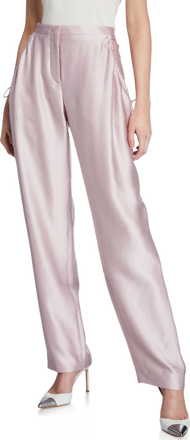 Giorgio Armani Silk Satin Seersucker Pants