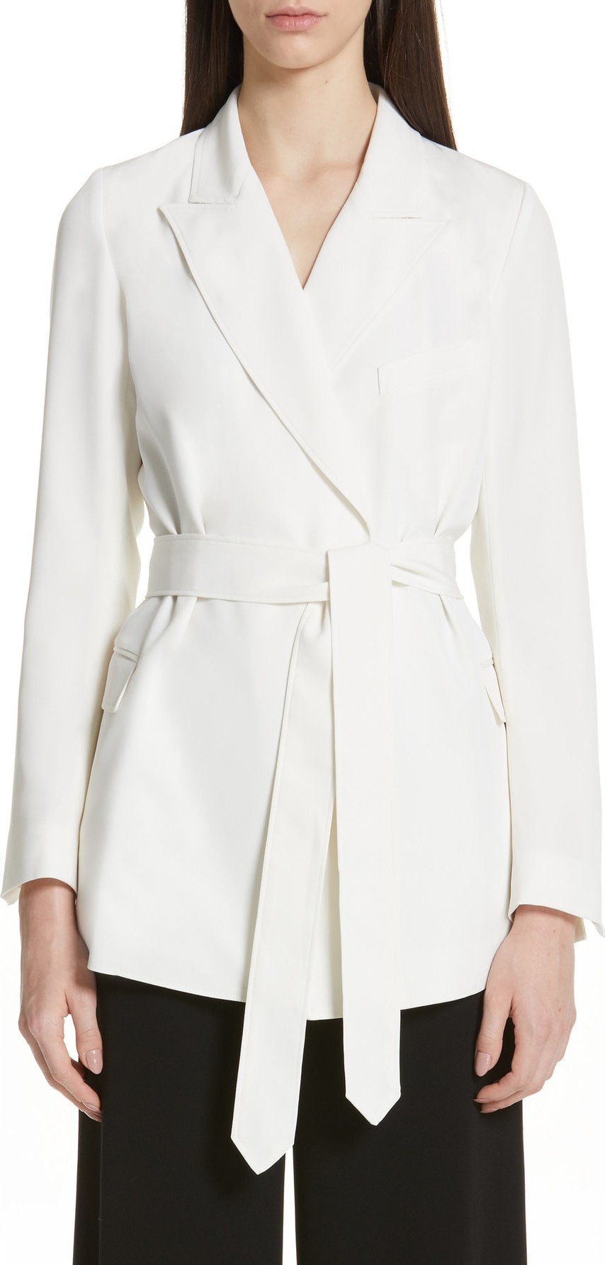 Co Tie Waist Stretch Crepe Blazer