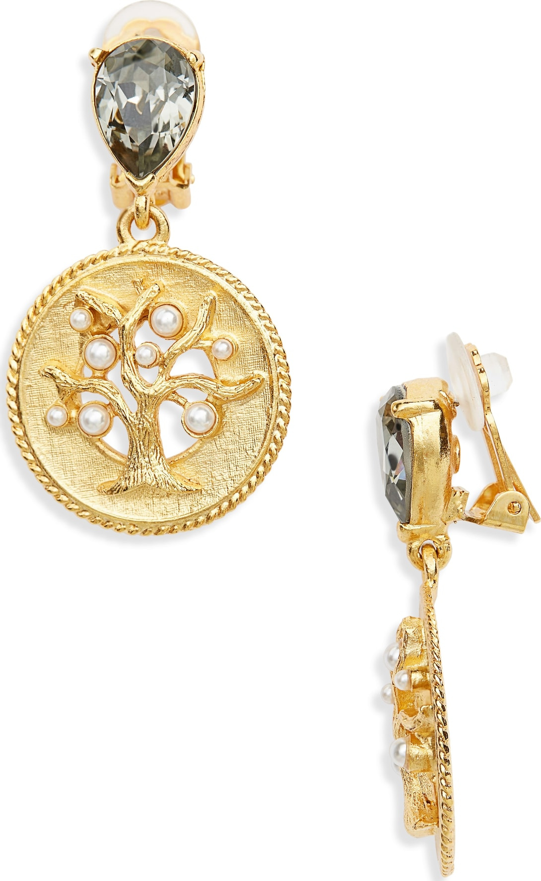 Oscar De La Renta Tree Charm Drop Earrings
