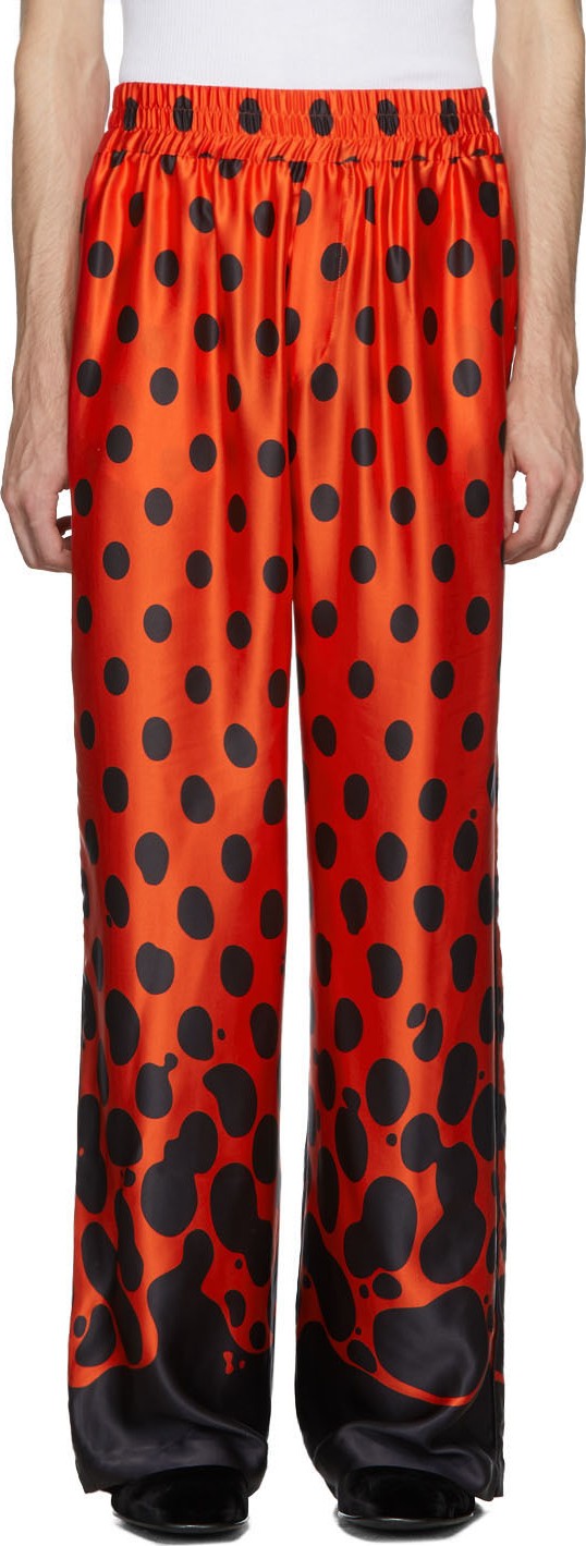 Palomo Spain Red & Black Silk Mercury Dot Trousers