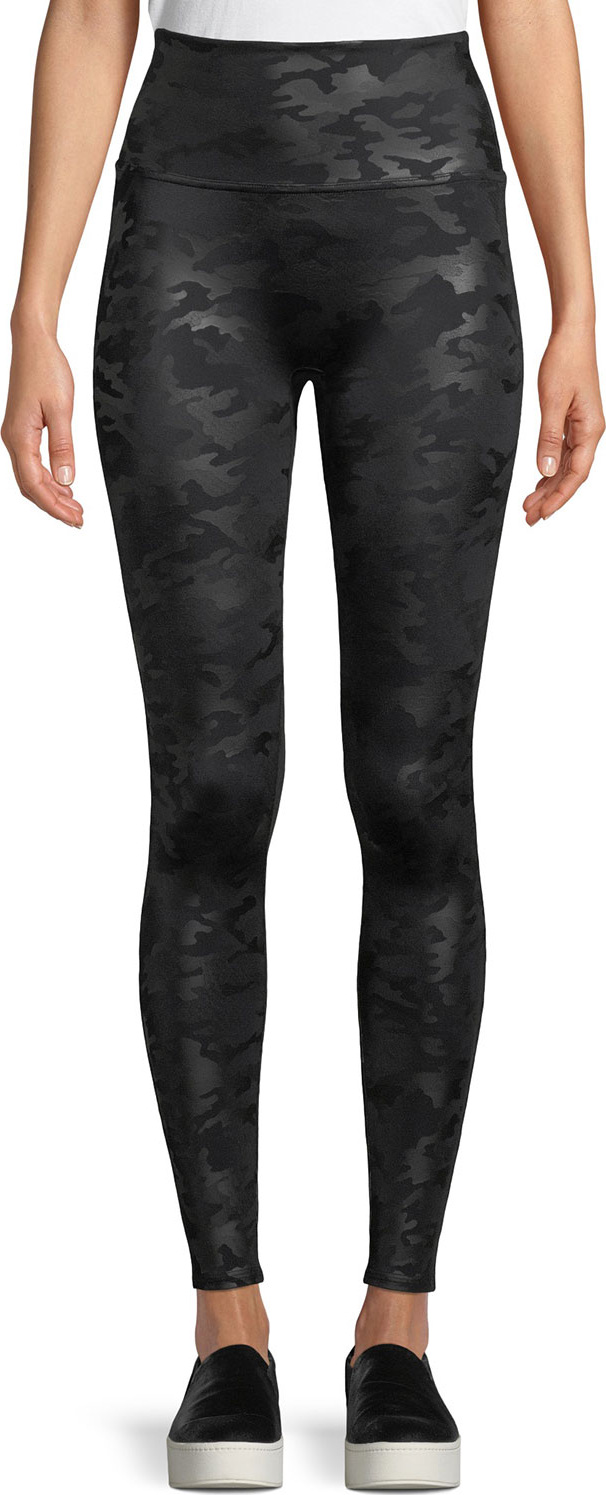 SPANX Camo-Print Faux-Leather Leggings