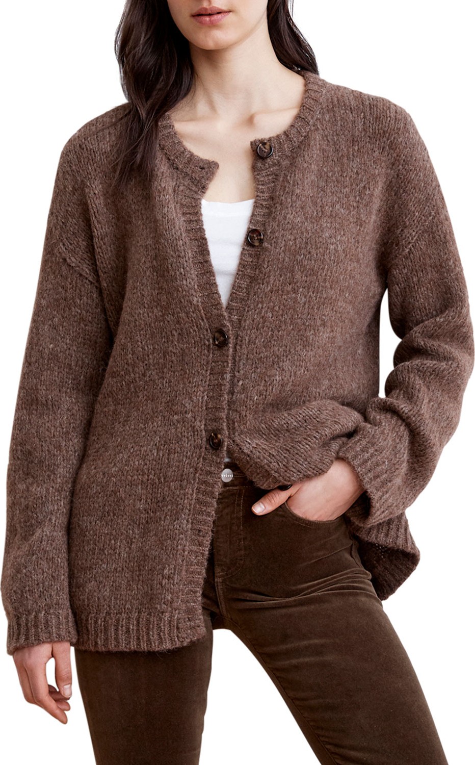 Velvet By Graham & Spencer Kally Alpaca-Blend Drop-Shoulder Cardigan