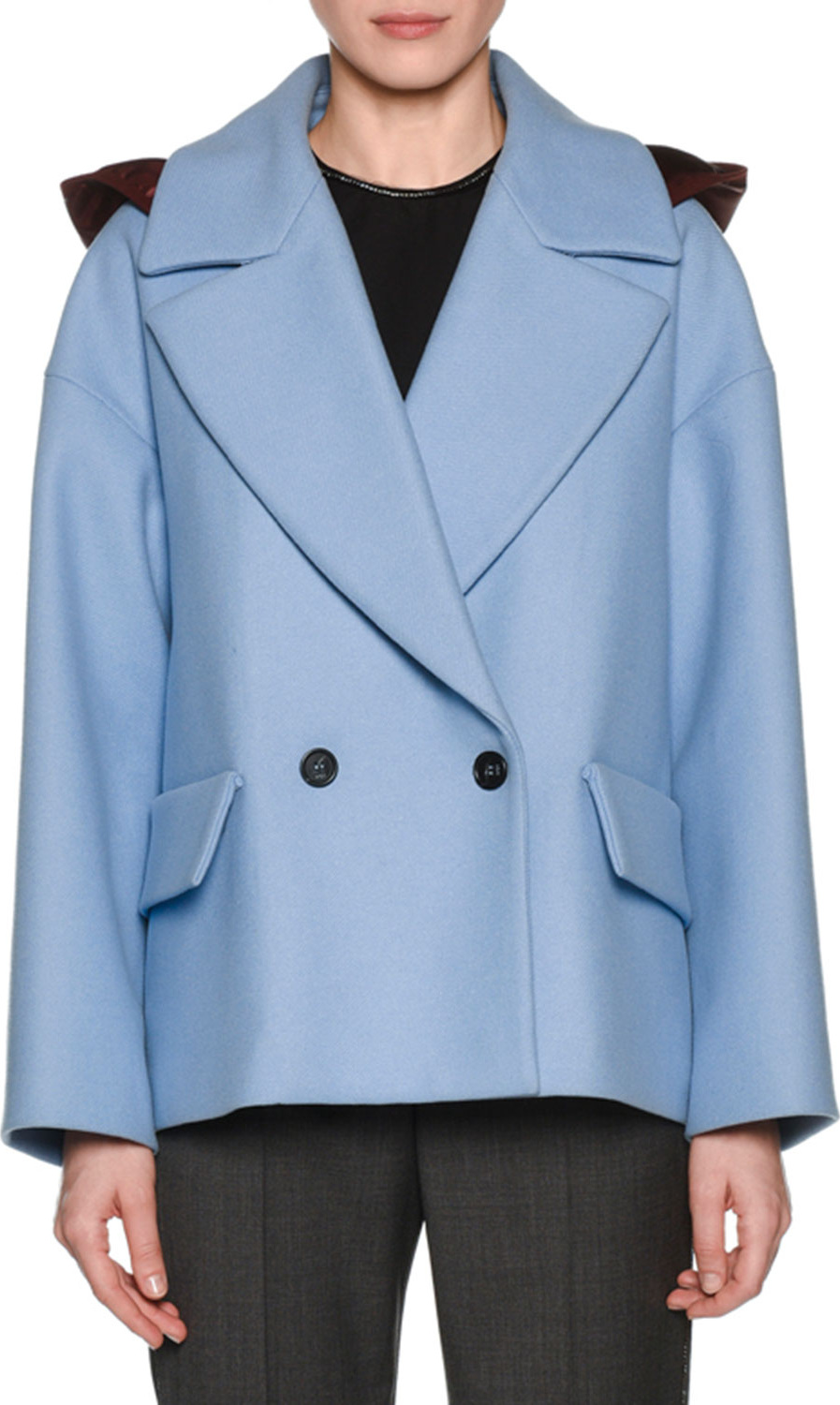 Nº21 Oversized Double-Breasted Hooded Jacket