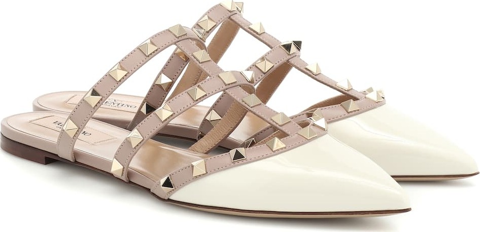 Valentino Valentino Garavani Rockstud patent leather slippers