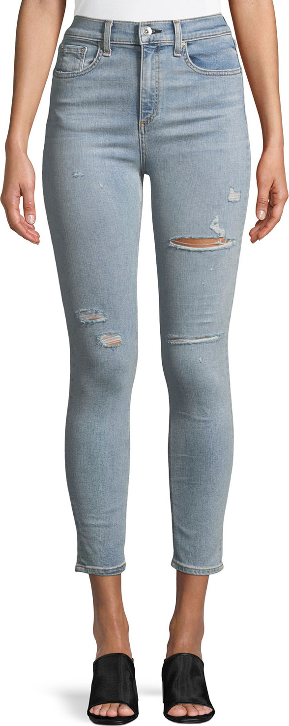 Rag & Bone Distressed High-Rise Ankle Skinny Jeans