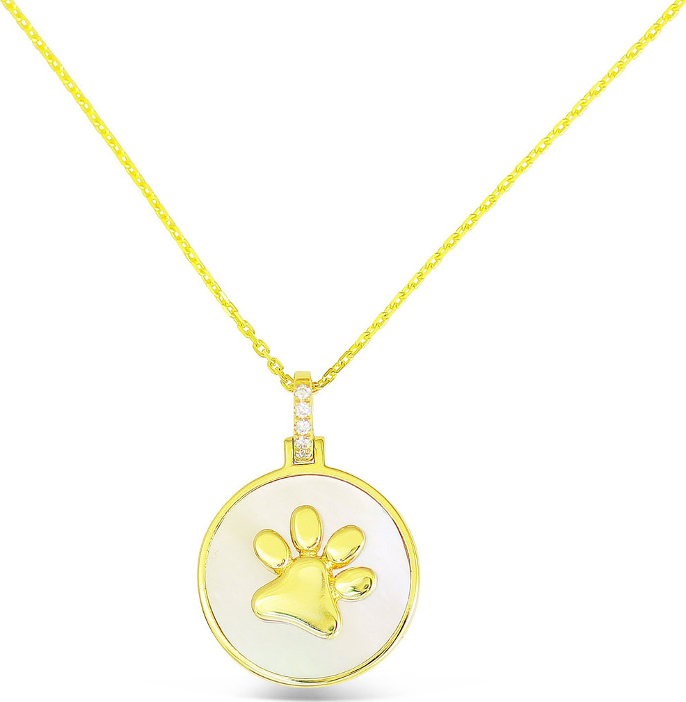 Frederic Sage 18k Gold Slanted Paw & Mother-of-Pearl Pendant Necklace