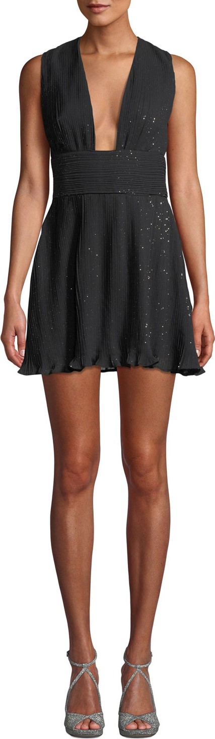 Talulah Allure Plisse Plunging Short Cocktail Dress