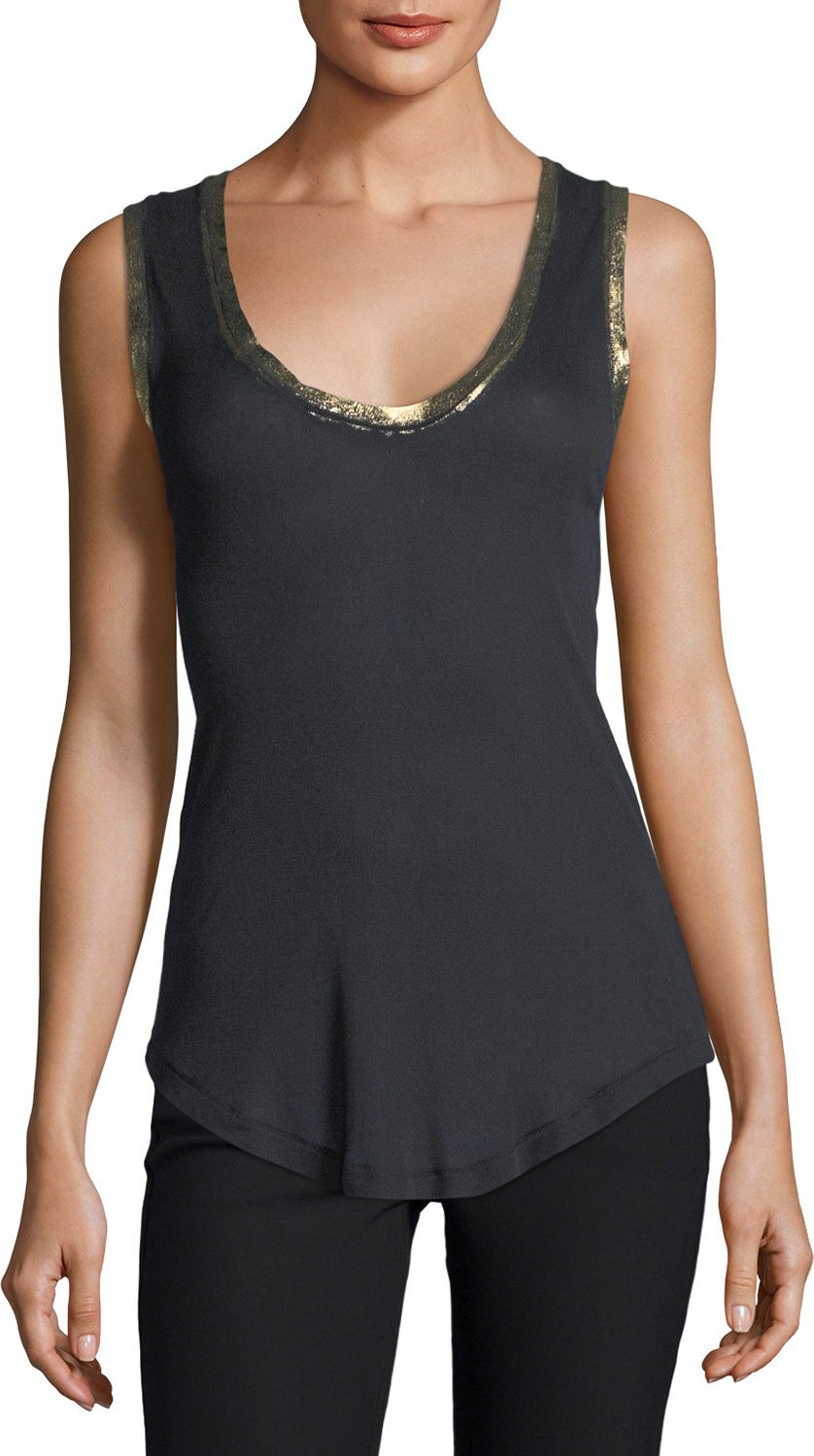 Zadig & Voltaire Tam Scoop-Neck Golden-Foil Tank