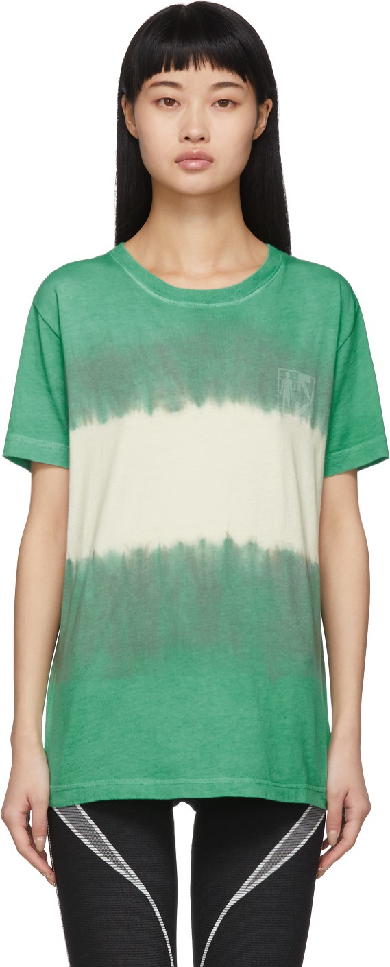 Off White Green & White Tie-Dye Skinny Arrows T-Shirt