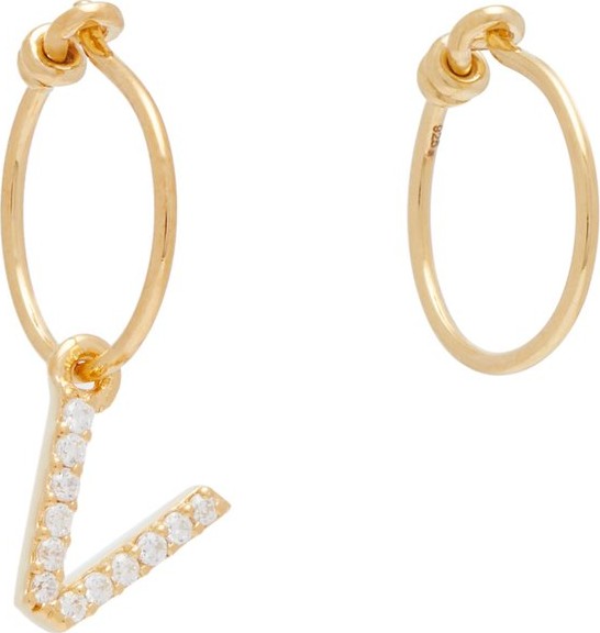 Theodora Warre Mismatched V-charm gold-plated hoop earrings
