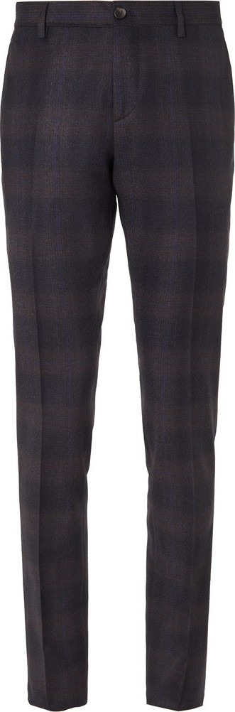 Etro Navy Slim-Fit Checked Wool Suit Trousers