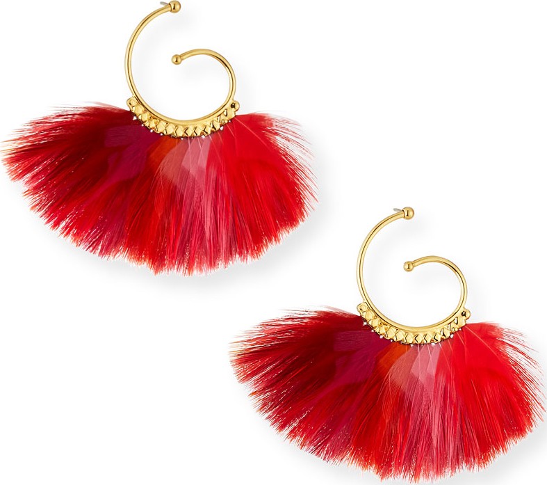 GAS Bijoux Buzios Mini Feather Fan Hoop Earrings