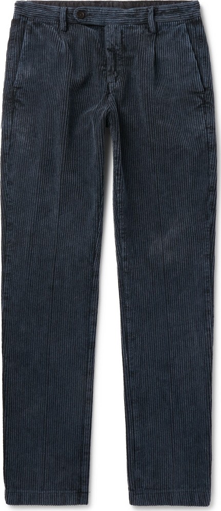 Massimo Alba Navy Tapered Cotton-Corduroy Trousers