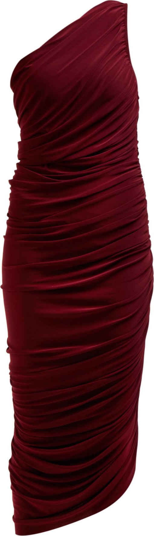 Norma Kamali Diana asymmetric ruched midi dress