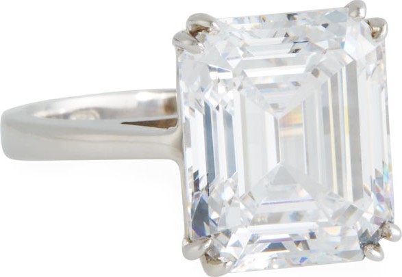 Fantasia by DeSerio 14k White Gold Single Cubic Zirconia Ring