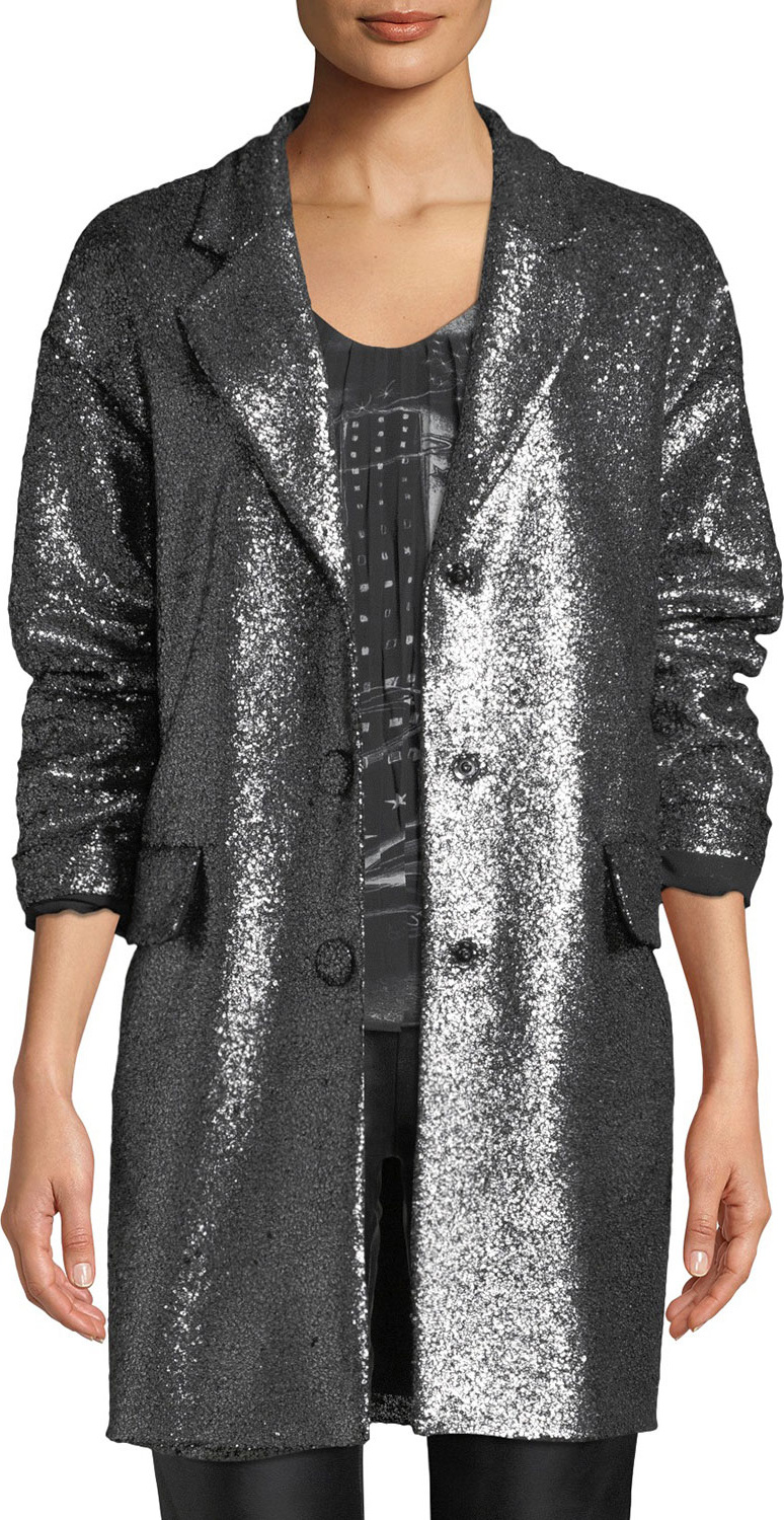 Boutique Moschino Metallic Bouclé Long Jacket