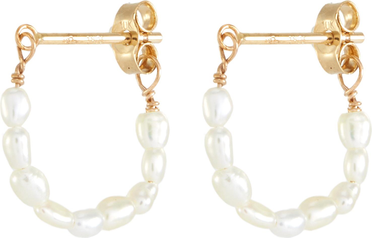 Sarah & Sebastian Akoya keshi pearl 10k gold hoop earrings