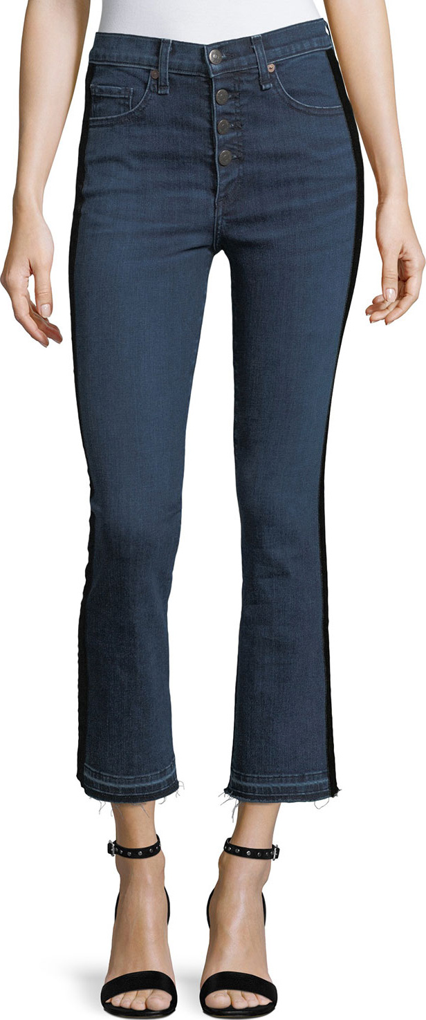 Veronica Beard Carolyn Baby Boot Cropped Jeans w/ Tux Stripes