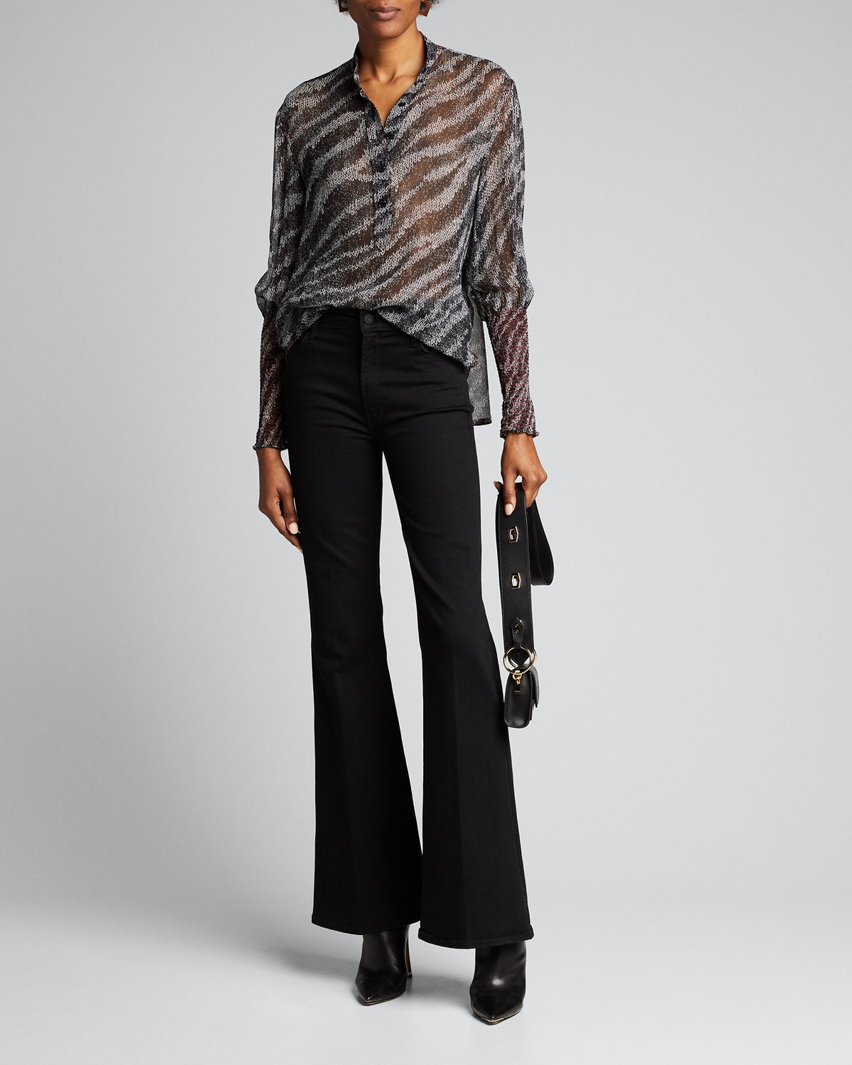 Rag & Bone Maris Zebra Silk Popover Blouse