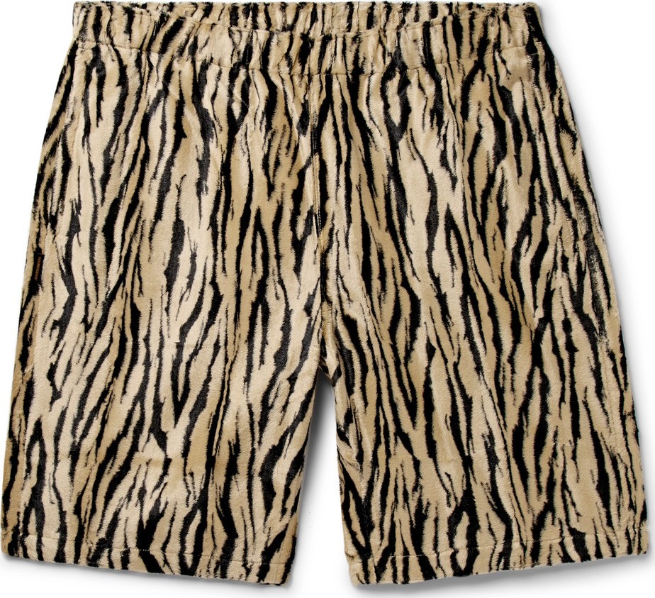 Neighborhood Zebra-Print Faux Fur Shorts