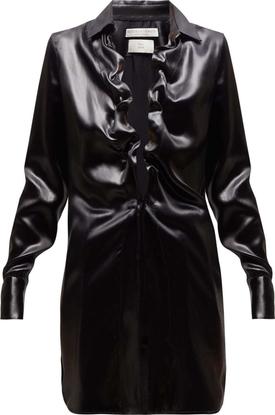 Bottega Veneta Ruched lacquered-satin shirt
