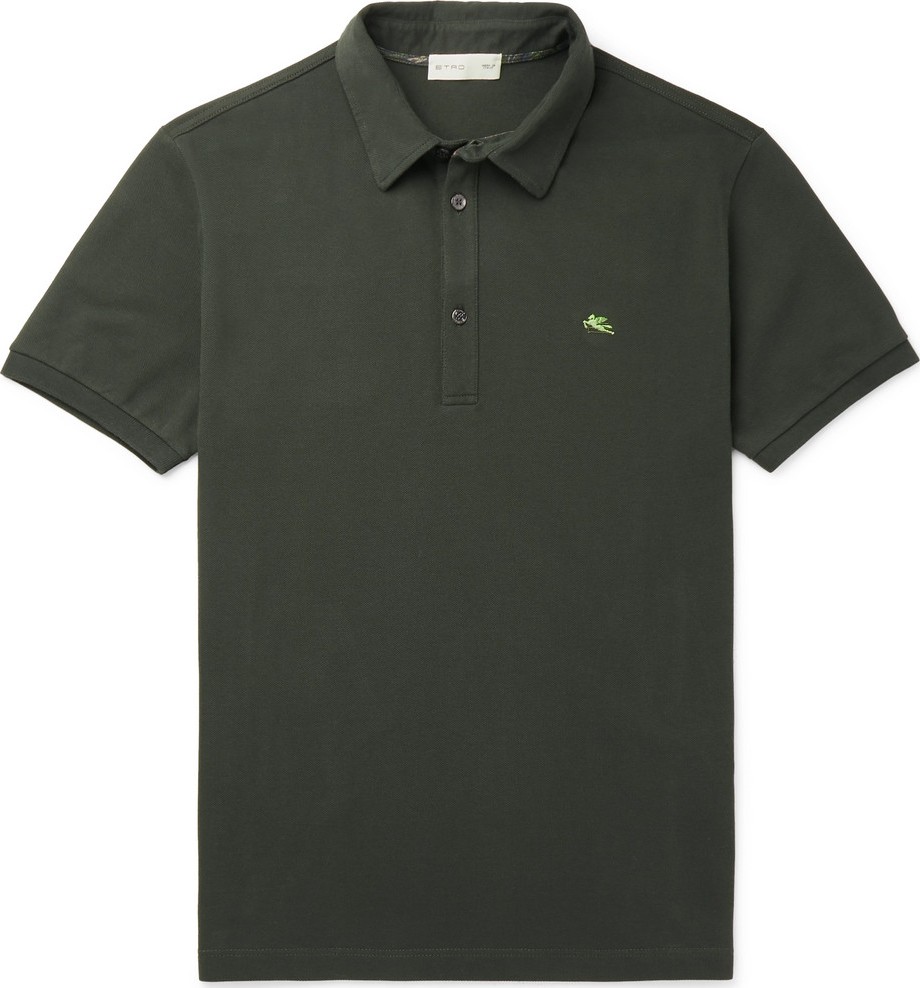Etro Logo-Embroidered Cotton-Piqué Polo Shirt