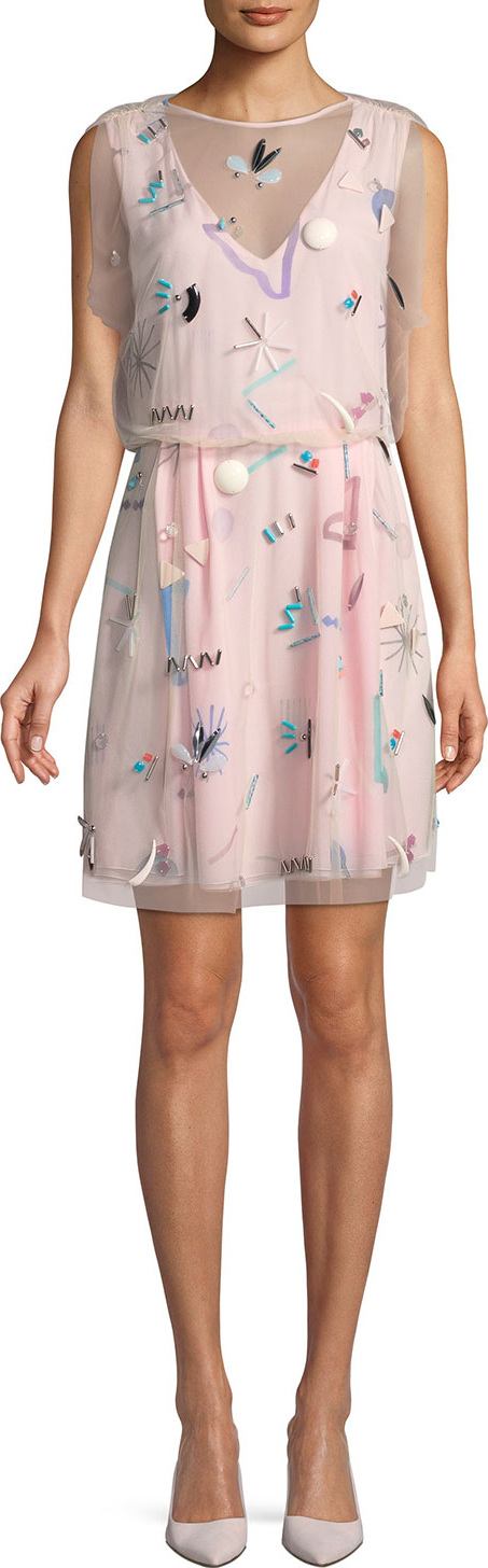 Emporio Armani Sleeveless Embellished Silk Dress