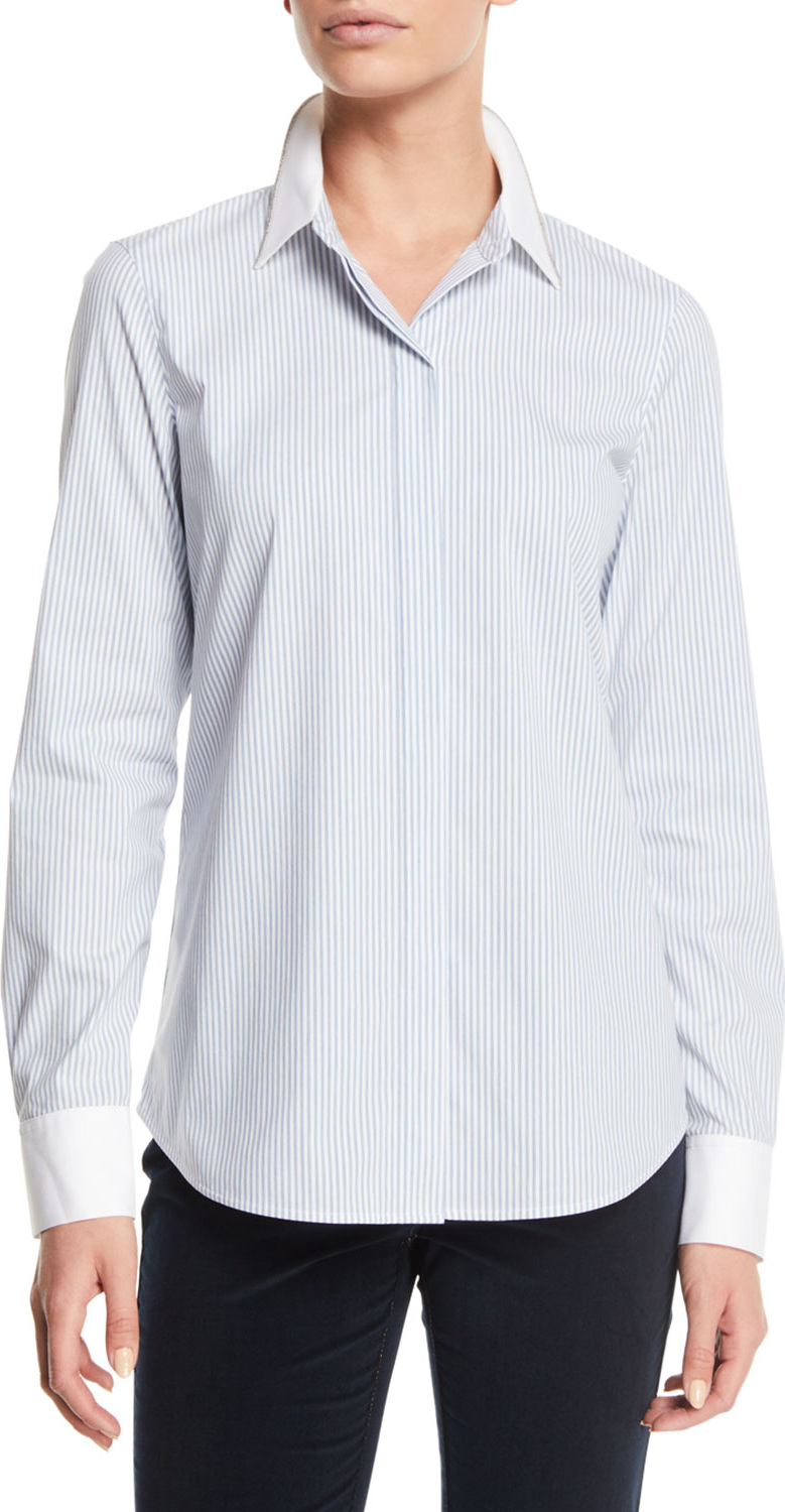 Lafayette 148 New York Jocasta Solo Melange Striped Blouse