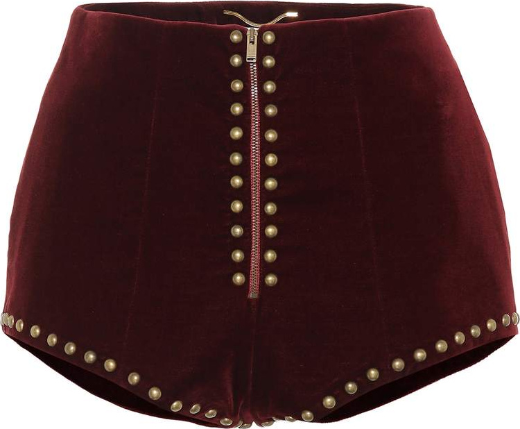 Saint Laurent Studded velvet shorts