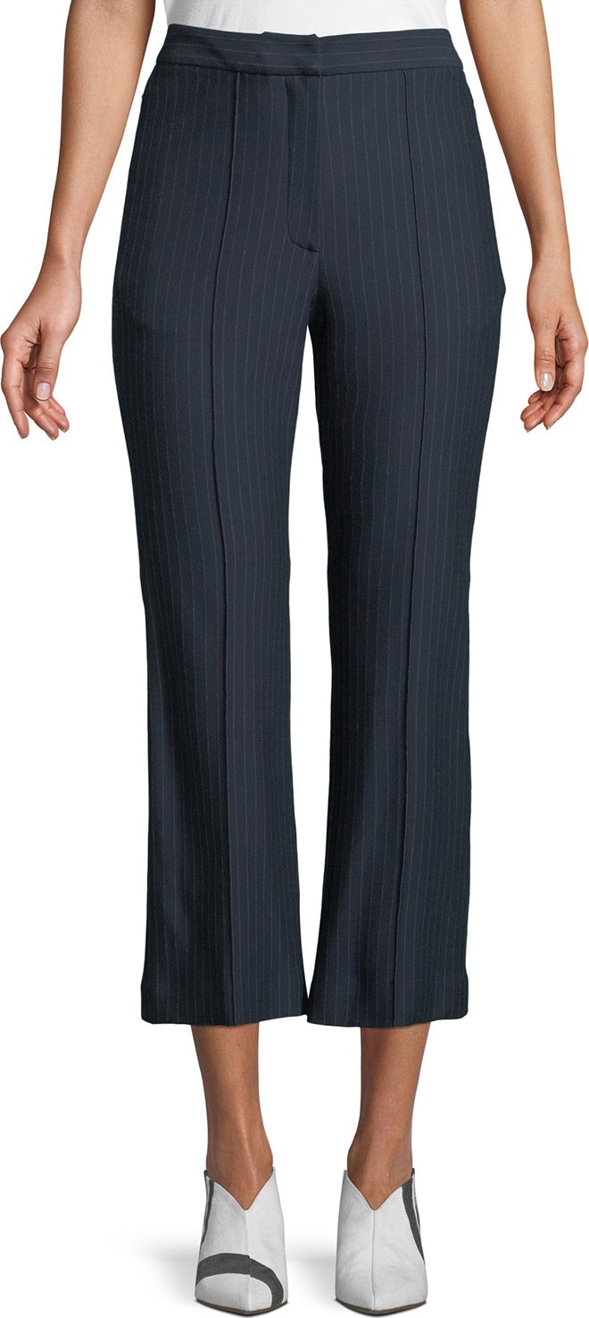 Tibi Jane Pinstripe Cropped Boot-Cut Pants