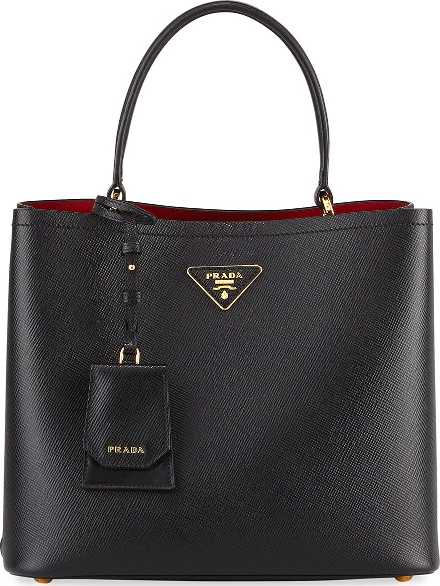 Prada Double-Compartment Saffiano Leather Tote Bag