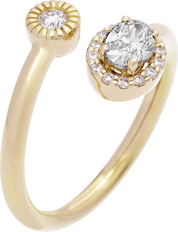 Istanboulli Gioielli Milano 18k Positano Diamond Bypass Ring, Size 5