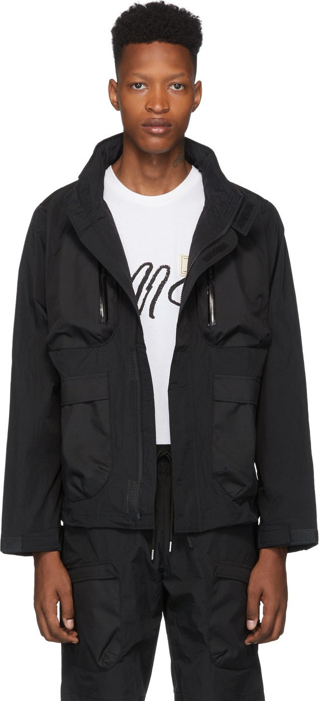 John Elliott Black High Shrunk Nylon Parachute Jacket