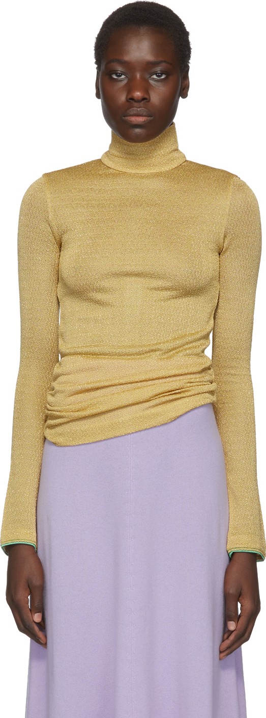 Acne Studios Beige Lurex Elin Turtleneck