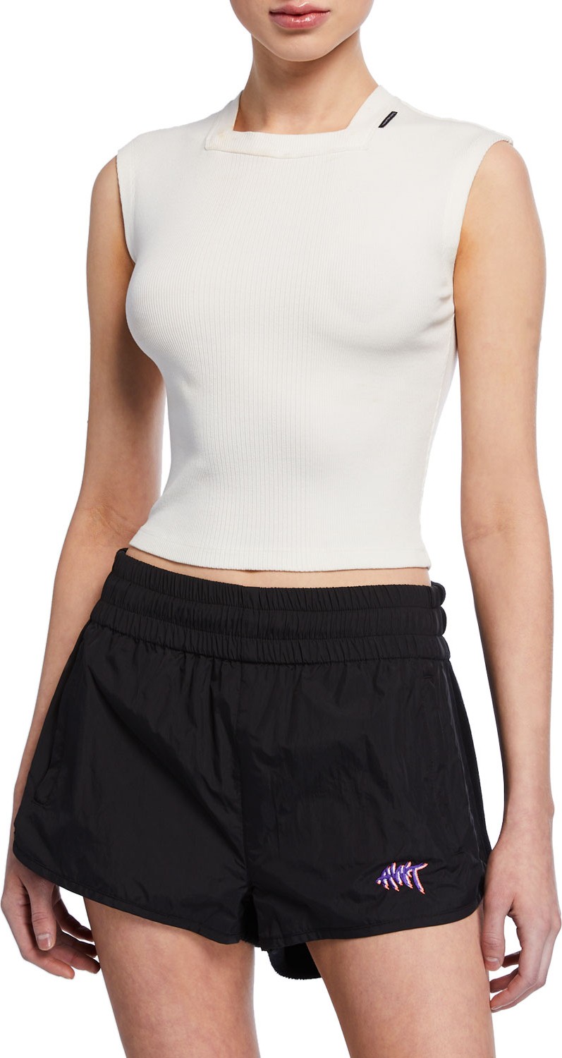 T By Alexander Wang Variegated Compact Sleeveless Jersey Crop Top