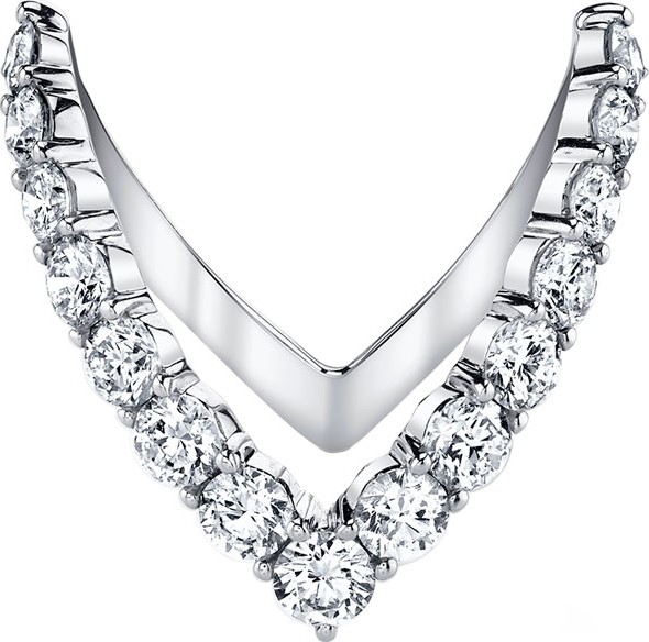 Anita Ko 18k White Gold Diamond V Ring, Size 7