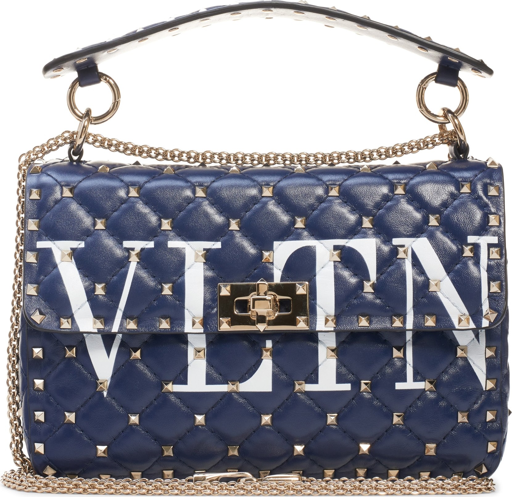 Valentino Medium Spike.It VLTN Logo Leather Shoulder Bag