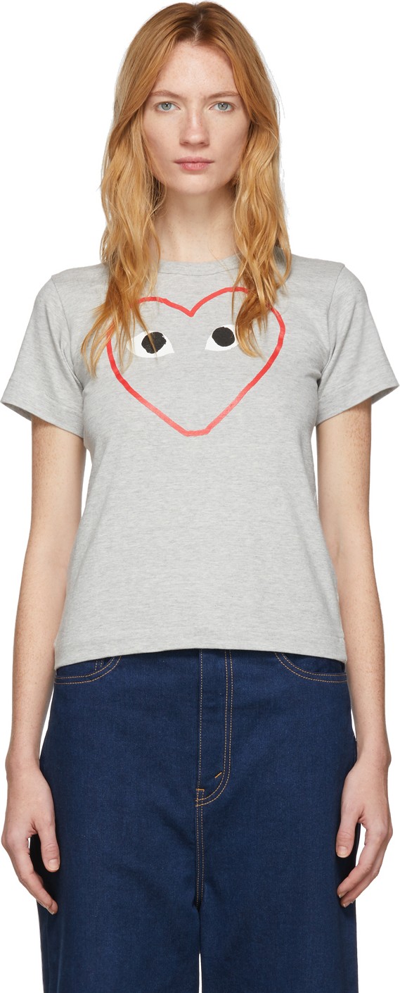 Comme Des Garcons PLAY Grey Big Heart T-Shirt